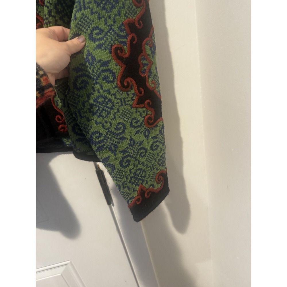 Vintage Vrikke Wool Nordic‎ Knit Jacket Cardigan Women's S Green Sz S Folk Style - Picture 8 of 14